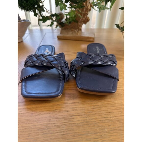 Activ-Pro Size 9-10 Womens Navy Blue Square Toe Braided Strap Slide Sandals - Picture 10 of 12